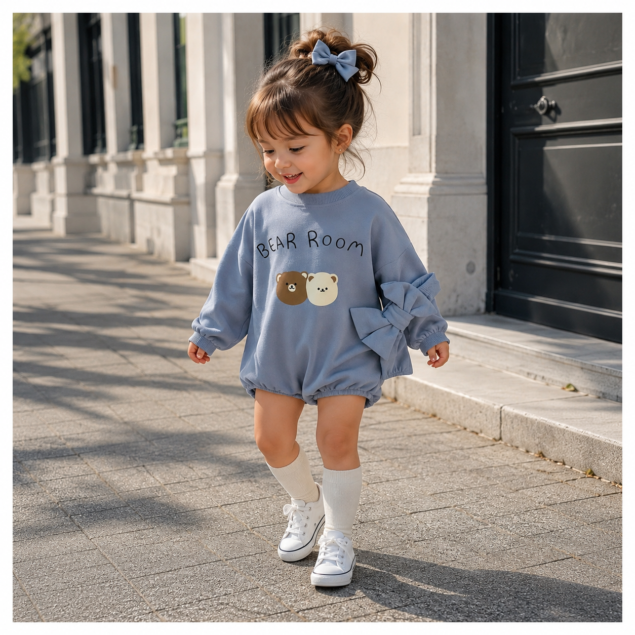 Cute Bear One-Piece Romper with Headband for Babies