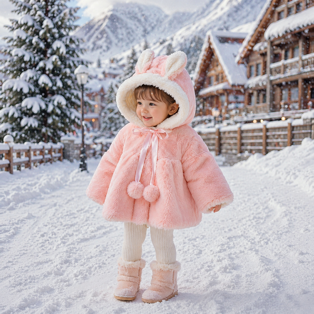 Rabbit Cape Baby Cotton Coat | Warm Outerwear for 1-3 Years | Autumn & Winter