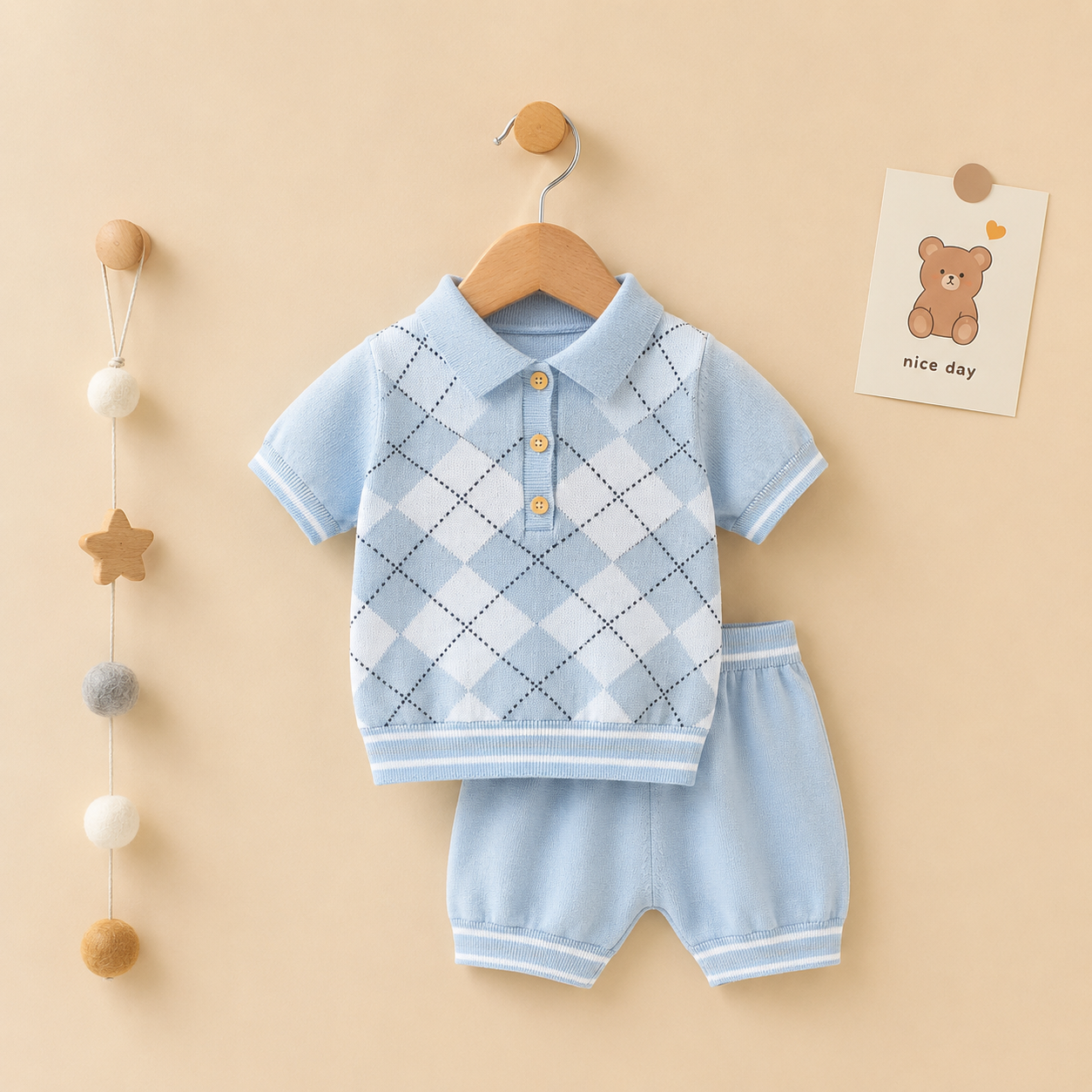 Baby Summer Cotton Set | British Style Short Sleeve Outfit for Boys & Girls