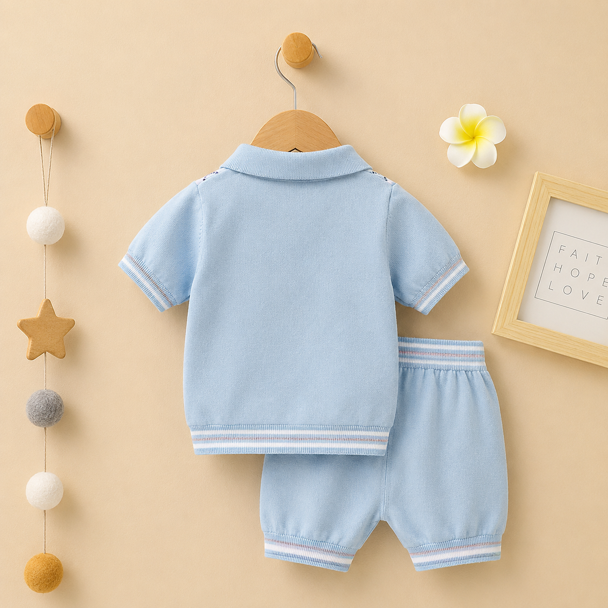 Baby Summer Cotton Set | British Style Short Sleeve Outfit for Boys & Girls