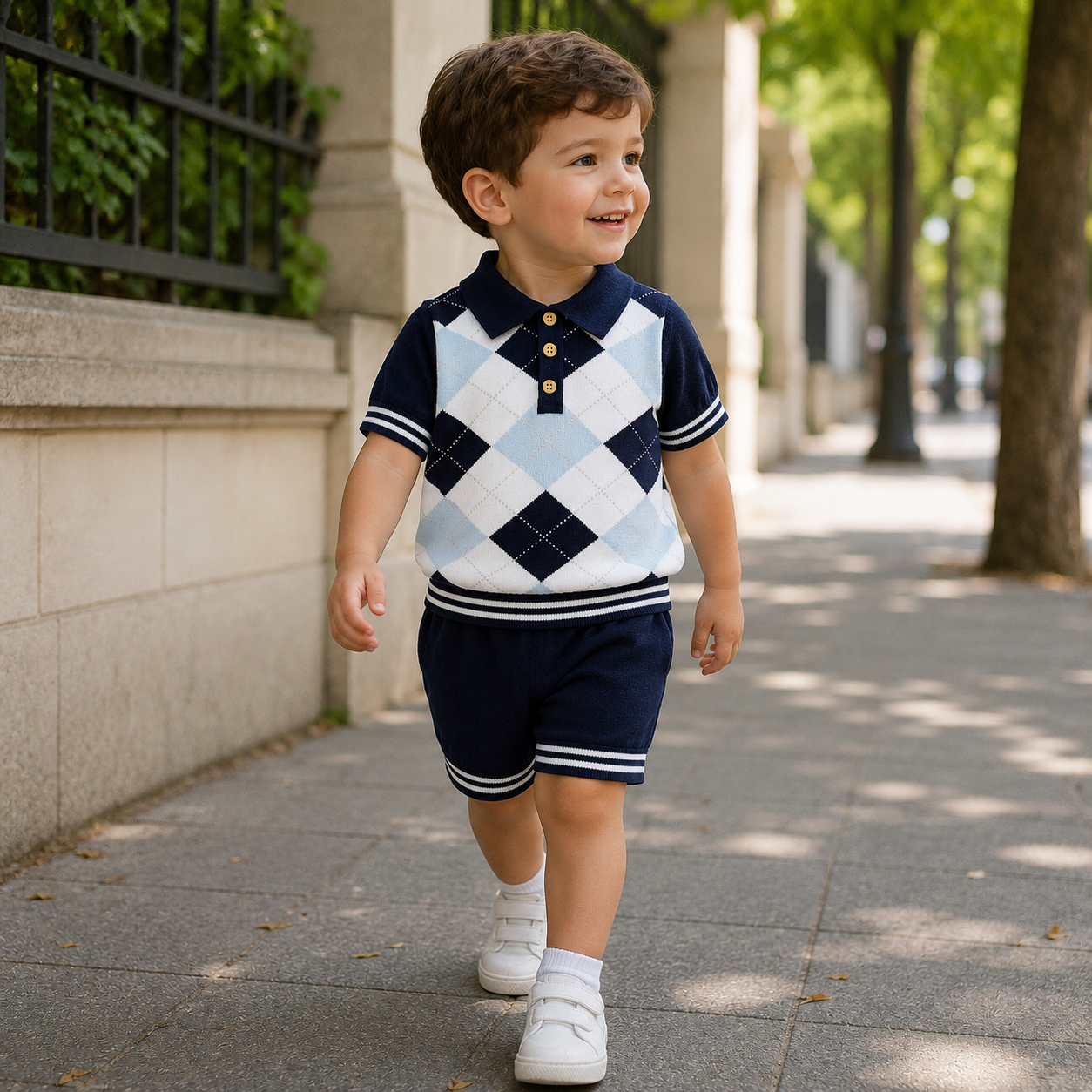 Baby Summer Cotton Set | British Style Short Sleeve Outfit for Boys & Girls