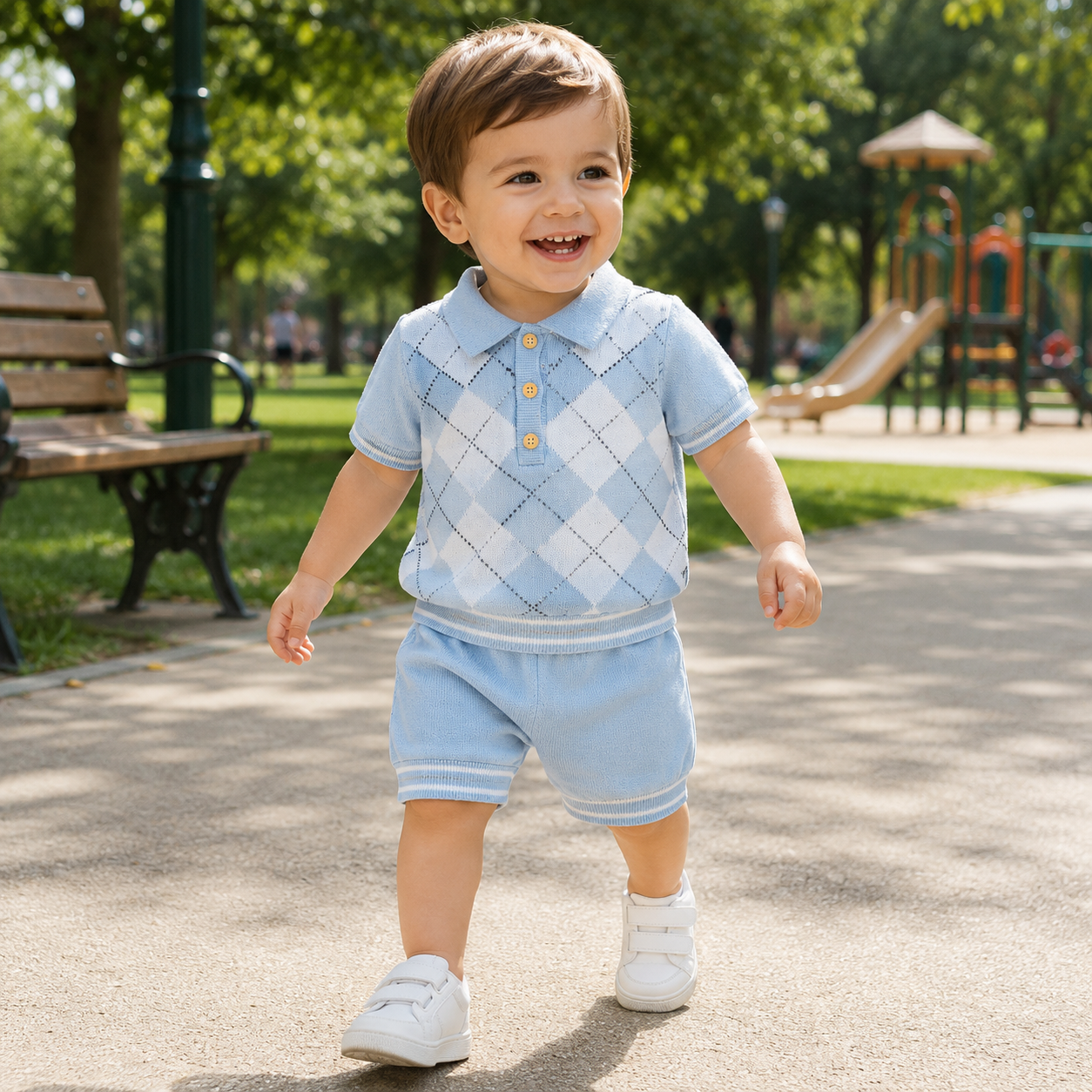 Baby Summer Cotton Set | British Style Short Sleeve Outfit for Boys & Girls