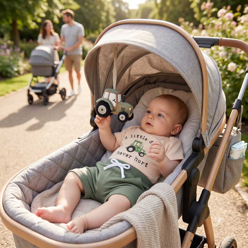 Baby Boy Summer Outfit — Tractor Print T-Shirt & Shorts Set