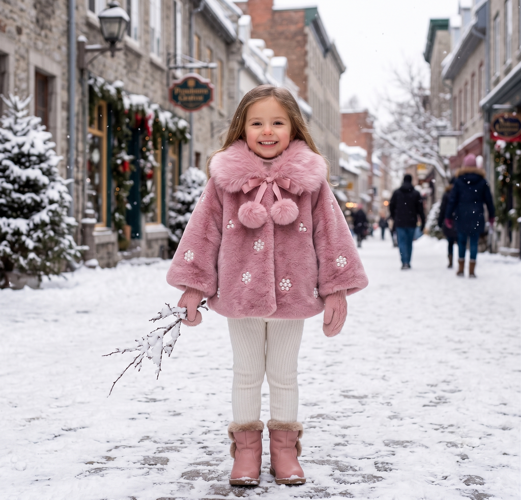 Girls Cape Coat – Warm Polyester Poncho Jacket for Toddlers & Kids (80–110cm)