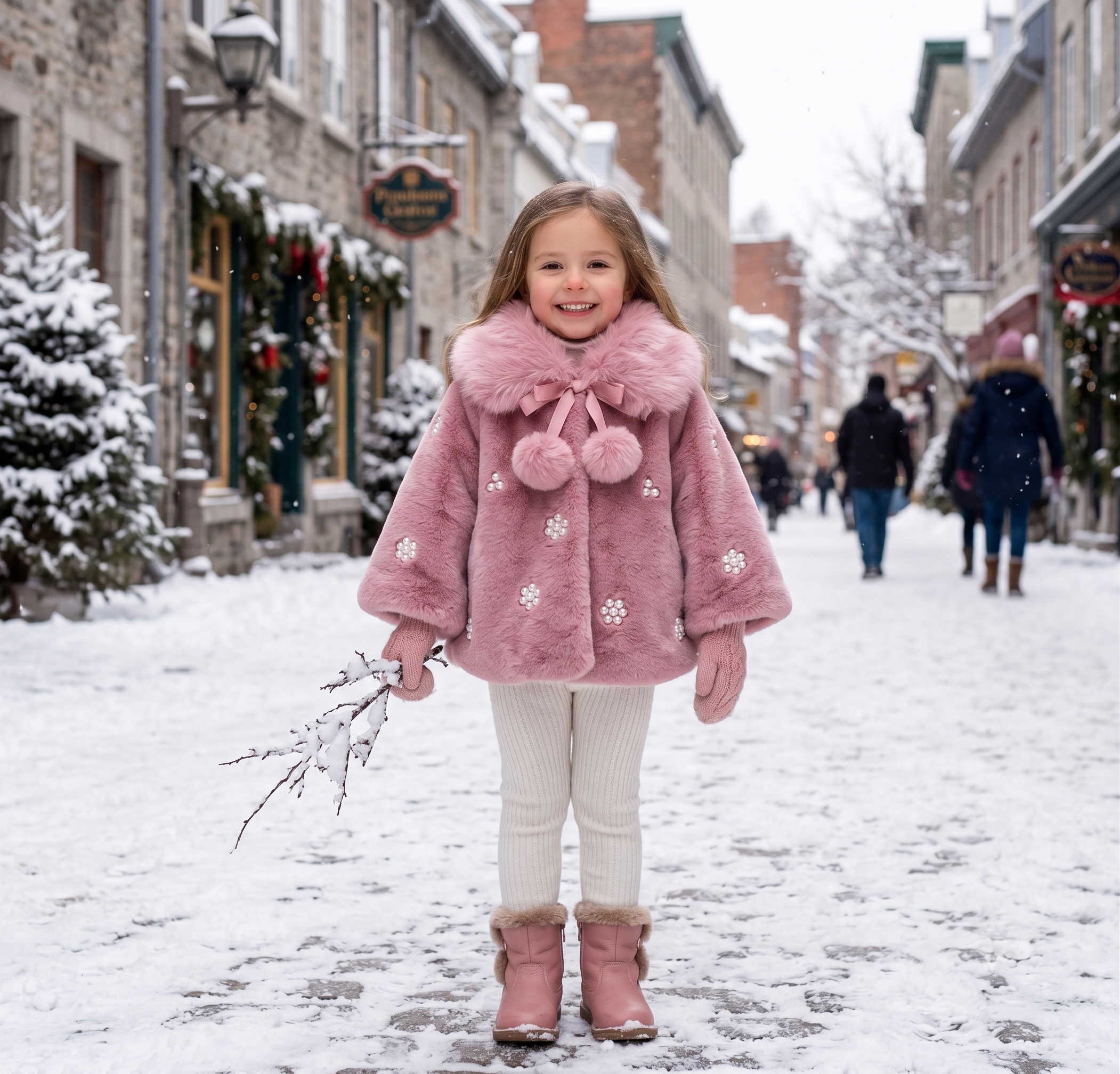 Girls Cape Coat – Warm Polyester Poncho Jacket for Toddlers & Kids (80–110cm)