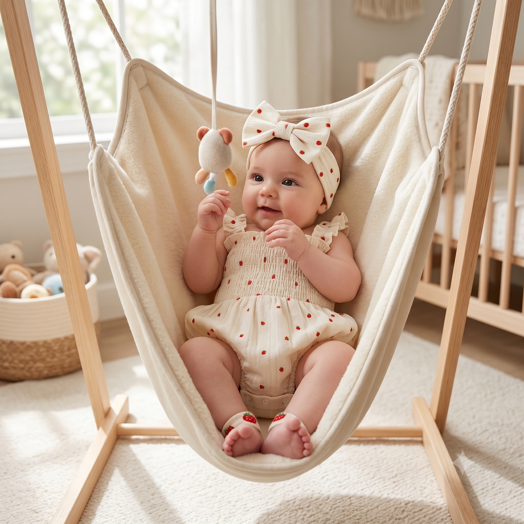 Baby Girl Summer Smocked Romper with Headband — Cotton Blend