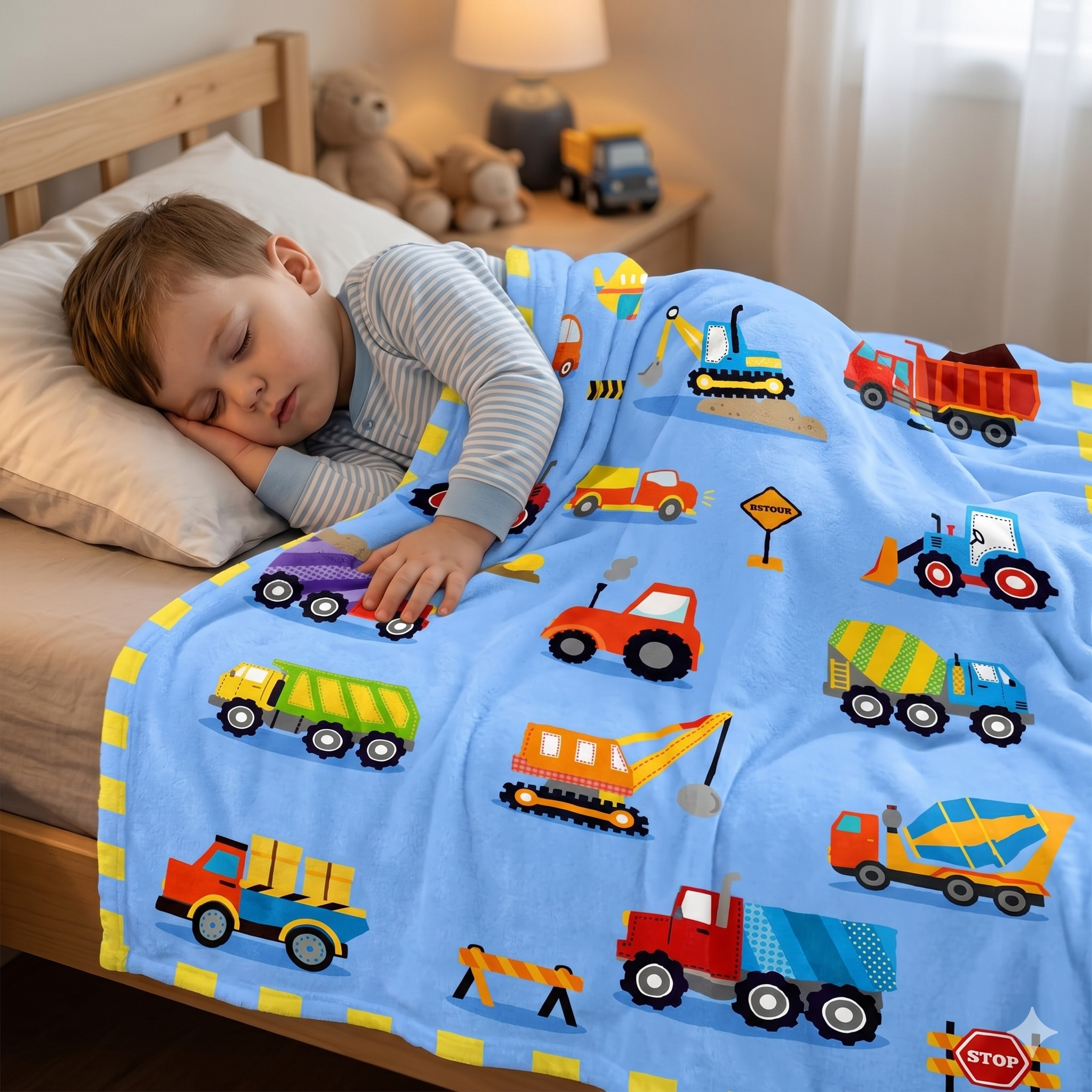 Kids' Construction Vehicles Throw Blanket — Soft Fleece, 40x50"