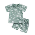 Baby Girl Floral Summer Set — Short Sleeve T-Shirt & Drawstring Shorts, 2-Piece