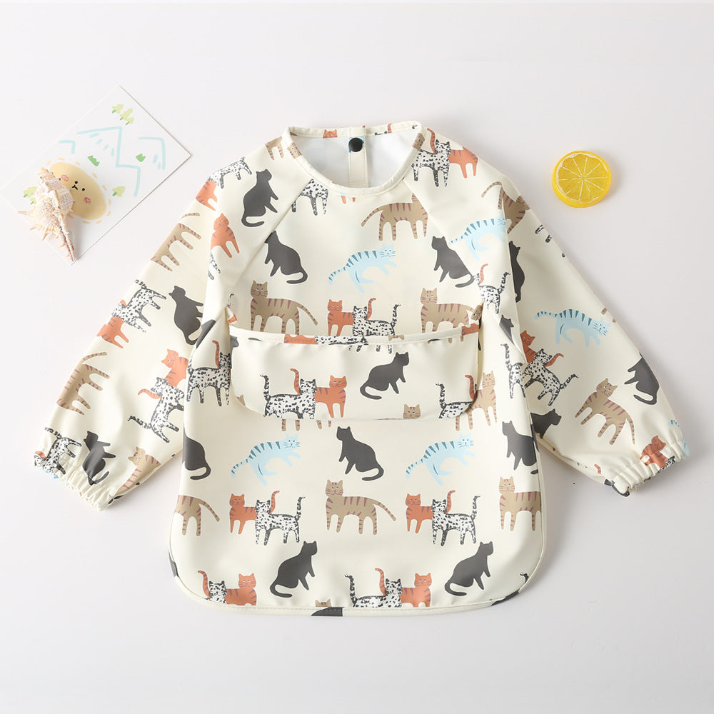 Long-Sleeve Waterproof Reversible Bib for Babies