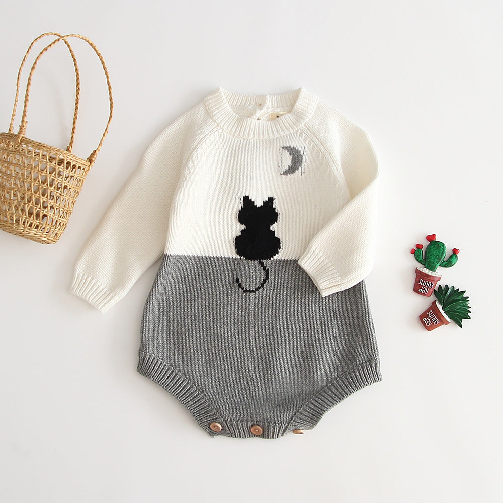 Knitted Cotton Baby Romper | Long-Sleeve Onesie for Babies 3-9 Months