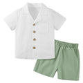 Baby Boy Summer Outfit Set — Cotton Linen Shirt & Shorts