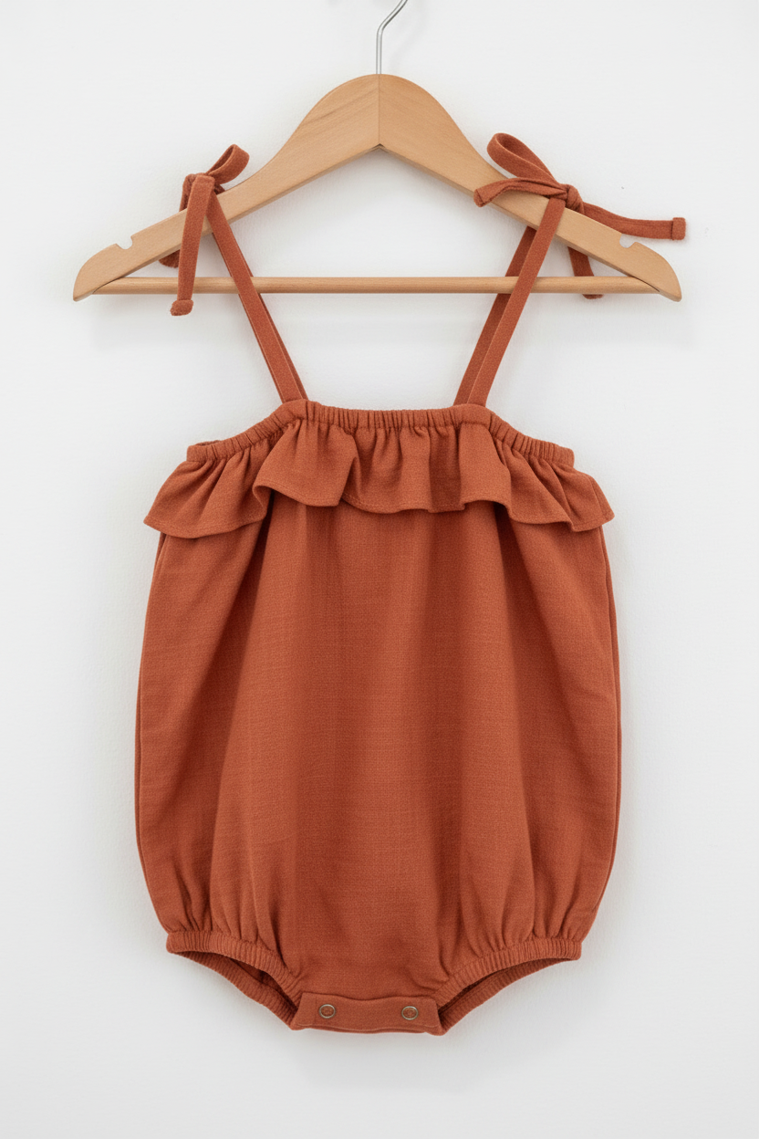 Baby Girl Summer Ruffle Romper | Cotton | One-Piece | 4 Colors