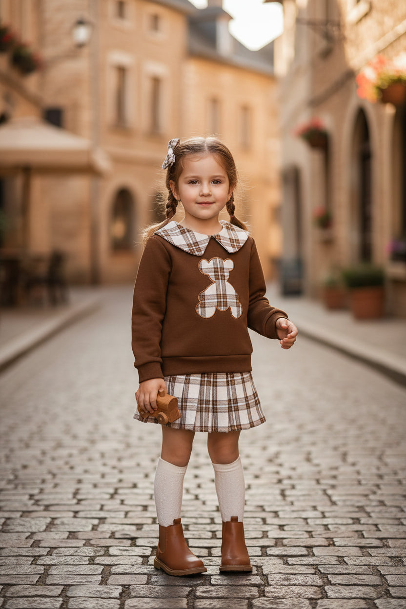 Girls 2-Piece Knit Top & Pleated Skirt Set | Fall Winter Outfit | Ages 4-5