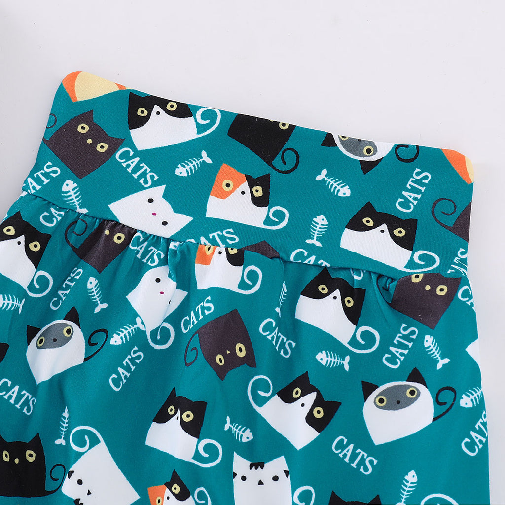 Baby Cat Print Outfit Set – Soft 100% Cotton Top & Trousers (70–100cm)
