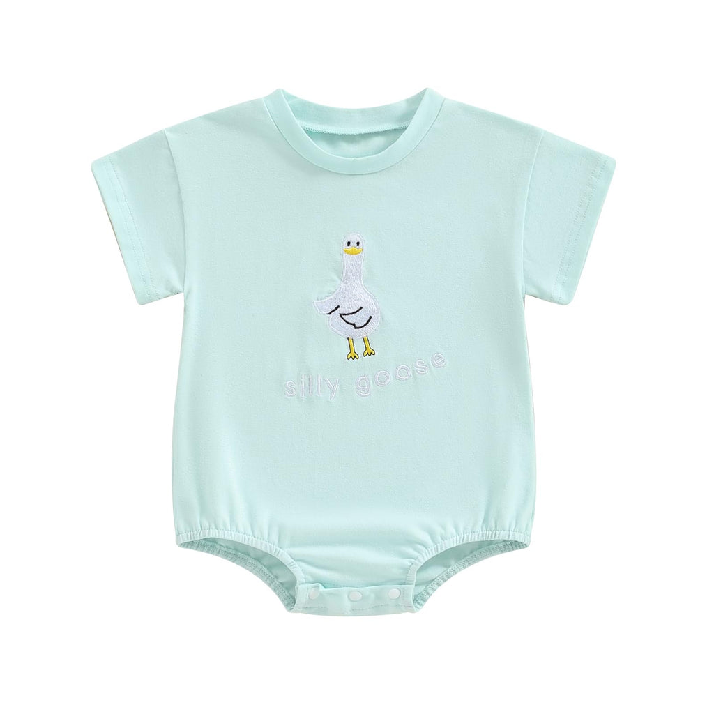 Silly Goose Baby Bubble Romper — Short Sleeve Farm Animal Bodysuit