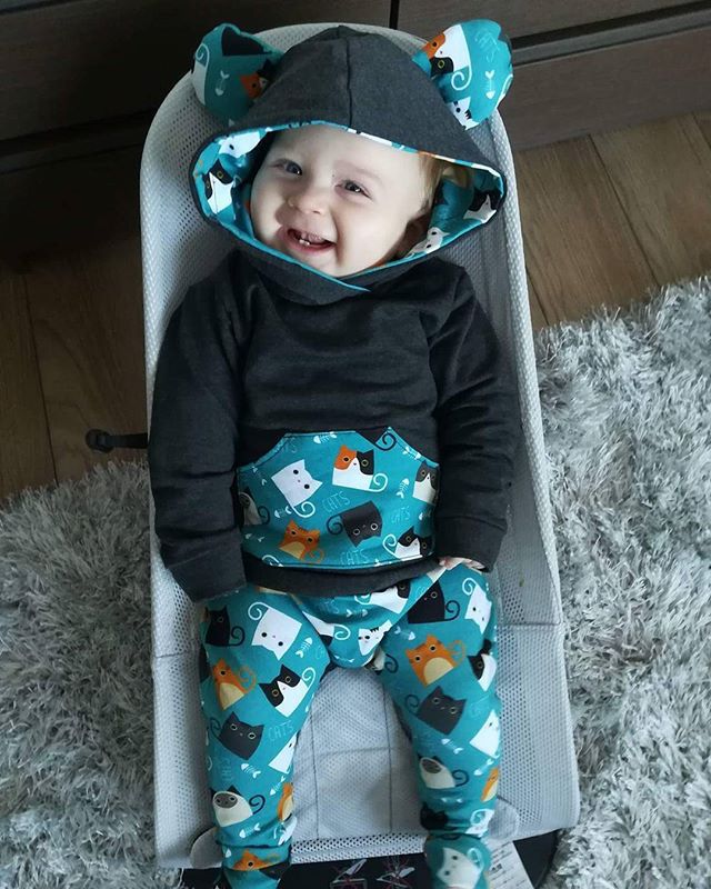 Baby Cat Print Outfit Set – Soft 100% Cotton Top & Trousers (70–100cm)
