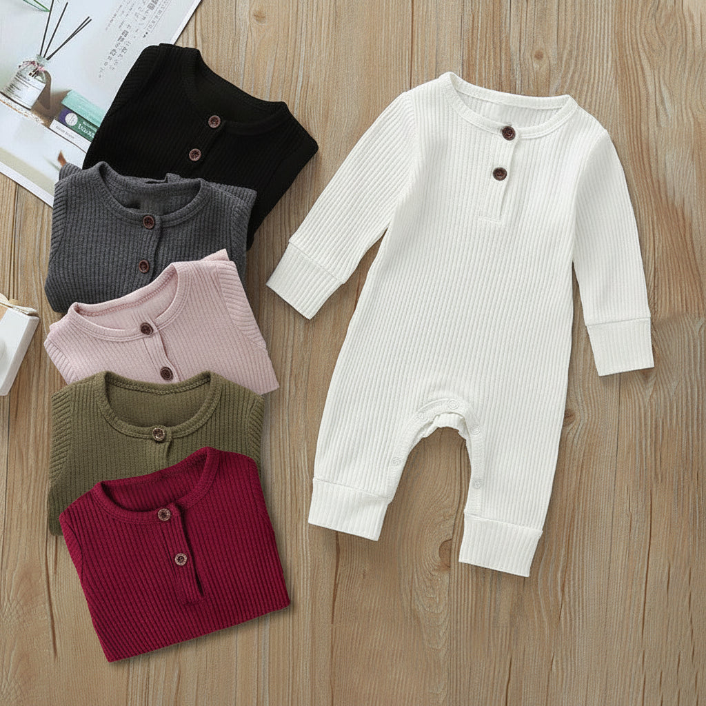 Baby Long Sleeve Cotton Bodysuit | Snap Closure | 6 Colors