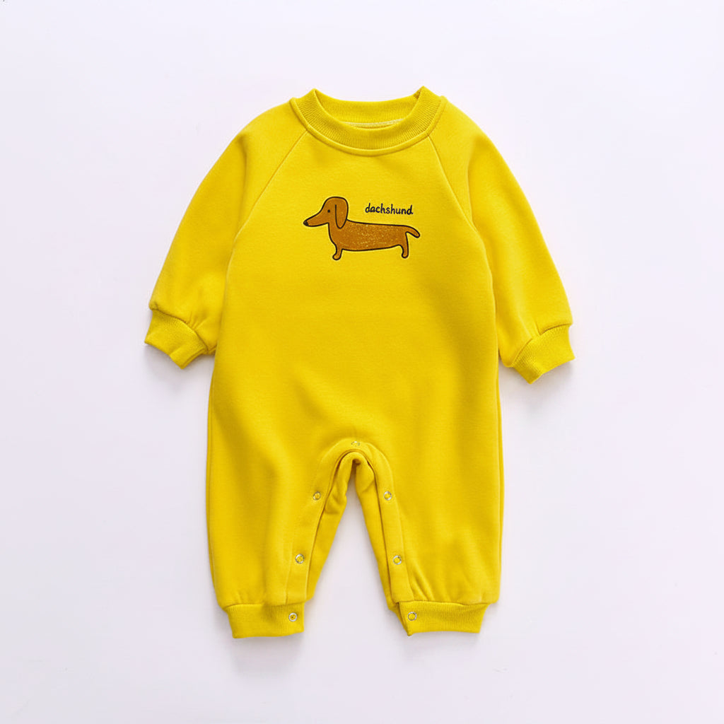 Bebé mameluco de forro polar con diseño de perro de dibujos animados