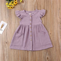 Girls' Summer Dress with Ruffles & Pockets — Cotton Linen