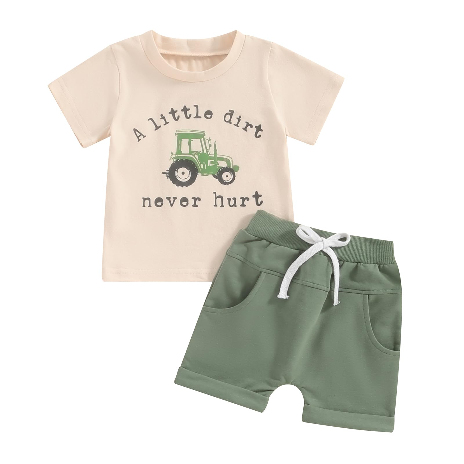Baby Boy Summer Outfit — Tractor Print T-Shirt & Shorts Set