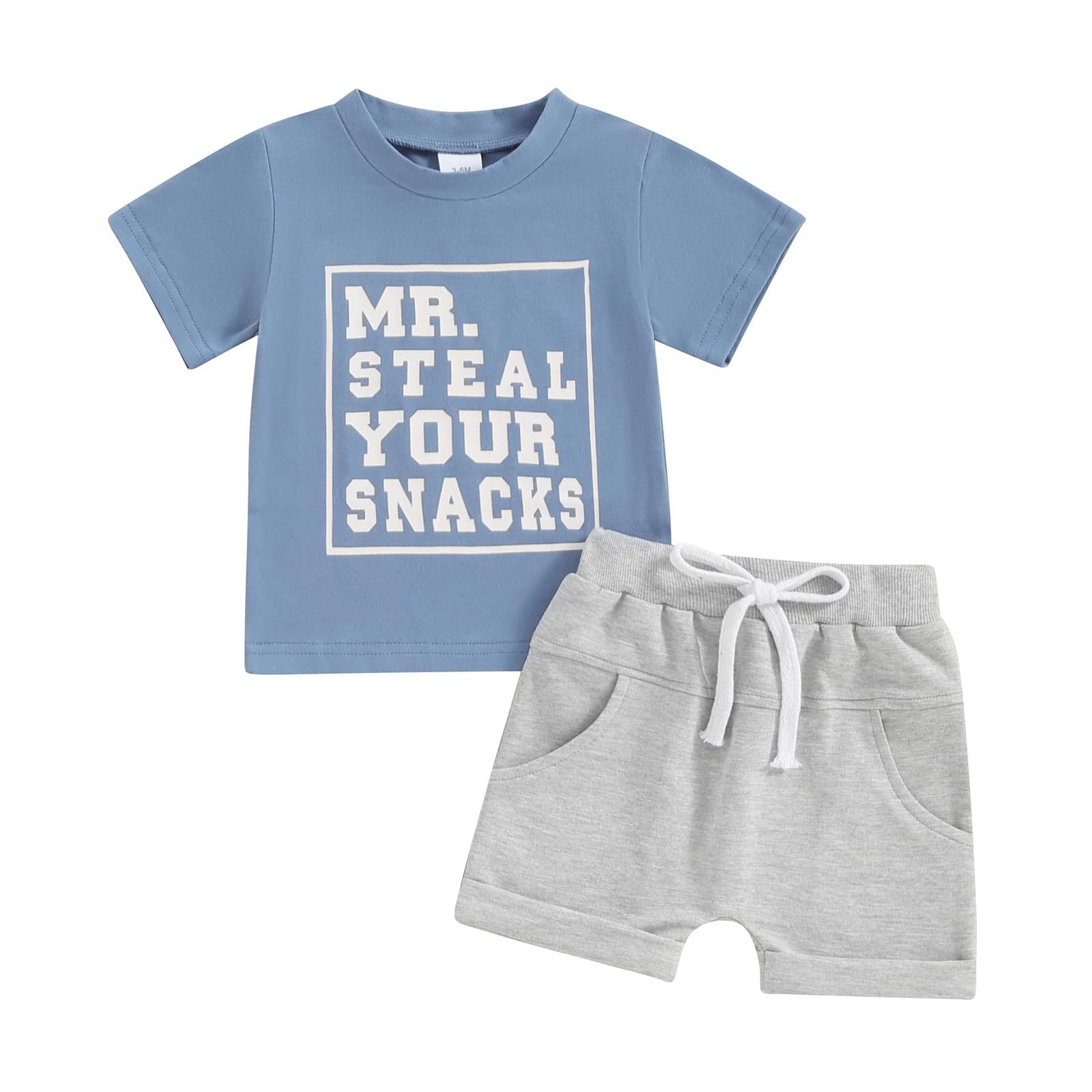 Baby Boy Summer Outfit 2-Piece Set | Letter Print Tee & Shorts