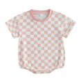 Baby Checkered Bubble Romper — Oversized Short Sleeve Onesie