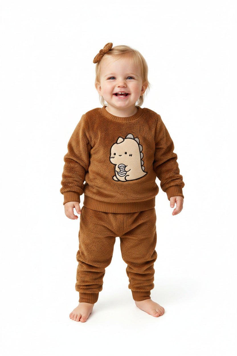KIMI BEAR Toddler Boy 2-Piece Outfit | Bear Sweatshirt & Plaid Pants | Fall Winter | 12-18M