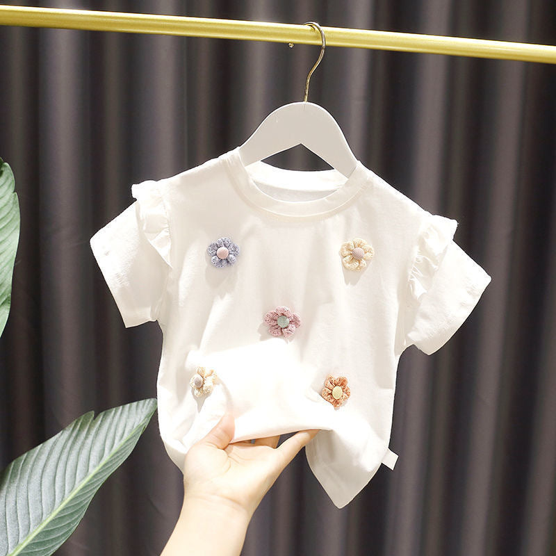 Girls' Summer Cotton Top – Lightweight Floral & Print Tee for Toddlers (80–130cm)