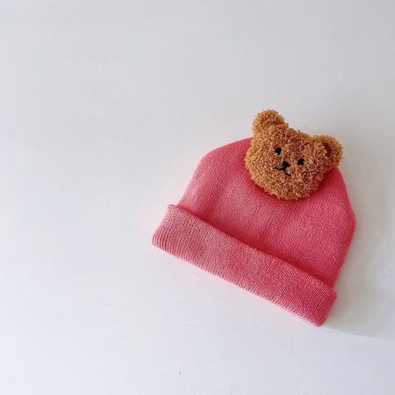 Baby Bear Knitted Hat – Warm Acrylic Beanie for Babies & Toddlers (3M–2 Years)