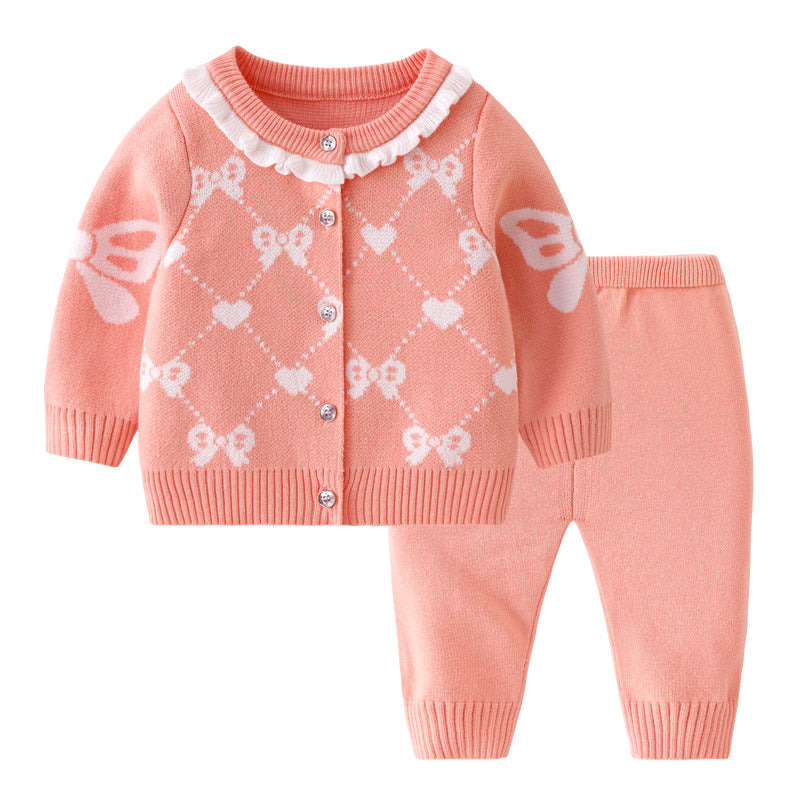Baby Girl Lace Outfit Set | Plaid & Floral | Long Sleeve | Ages 2-24M | Purple, Pink & Sky Blue