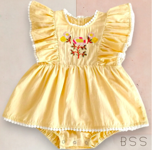 Juliet Romper — Embroidered Cotton Baby Girl Outfit