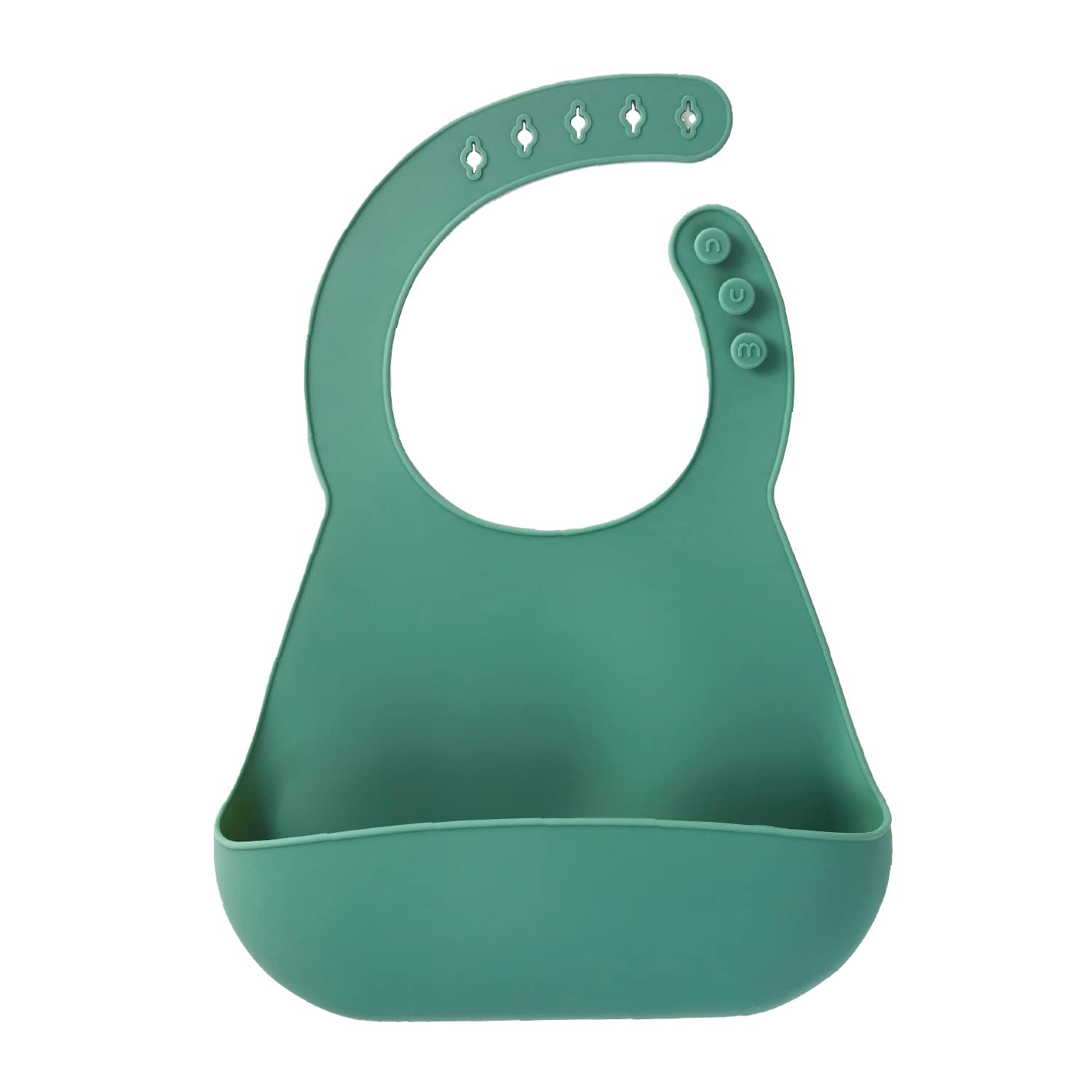 NumNum Silicone Bib | 100% Food Grade | Waterproof & Adjustable | Ages 6-72M | Glacier Green