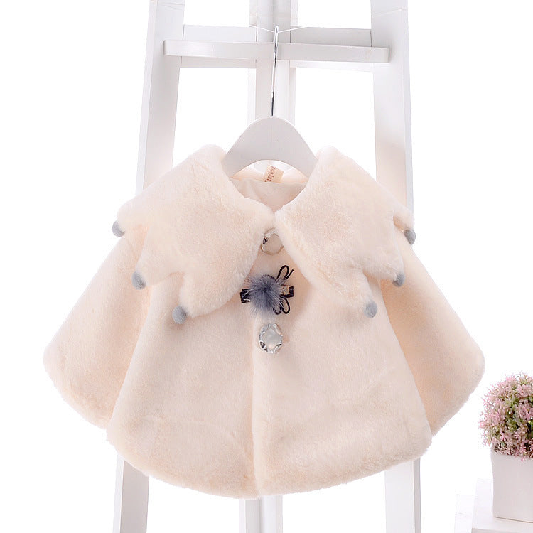 Girls Cape Coat – Warm Polyester Poncho Jacket for Toddlers & Kids (80–110cm)