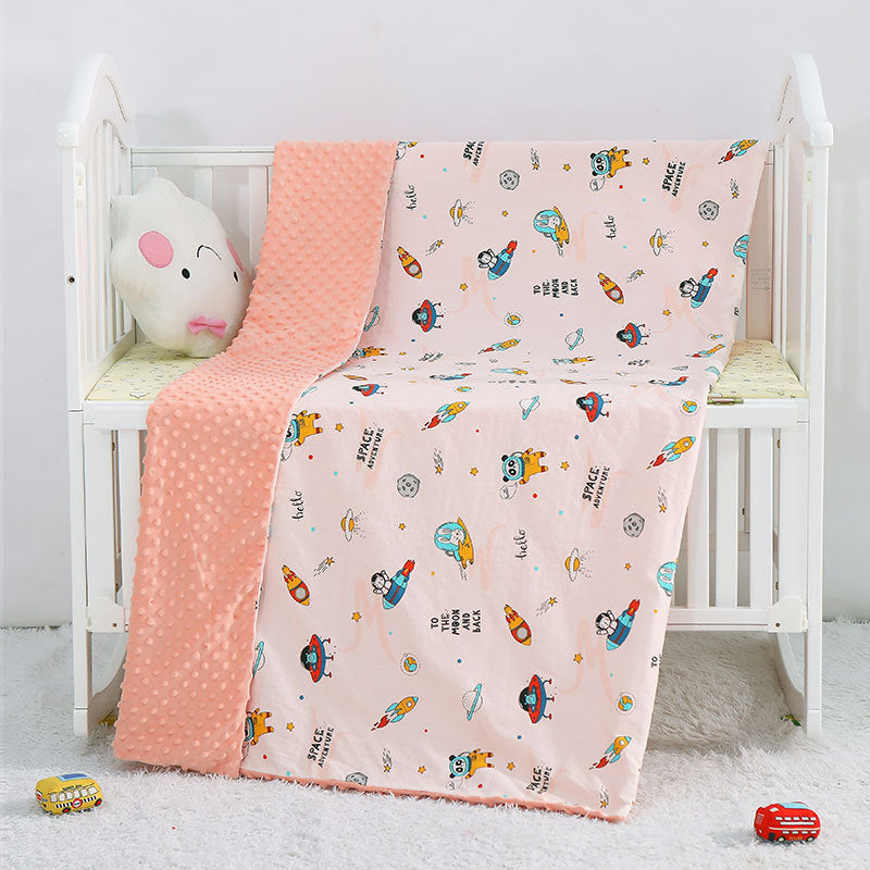 Cartoon Baby Blanket — Soft Cotton, Stroller & Crib Size